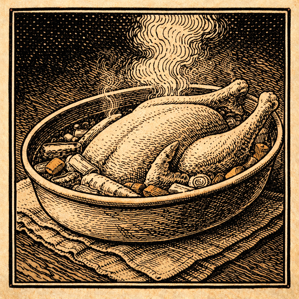 Kapłon (lub kurczak) gotowany w rosole